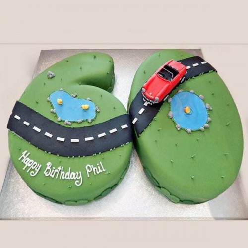 60th Birthday Driving Fondant Cake Delivery in Delhi NCR