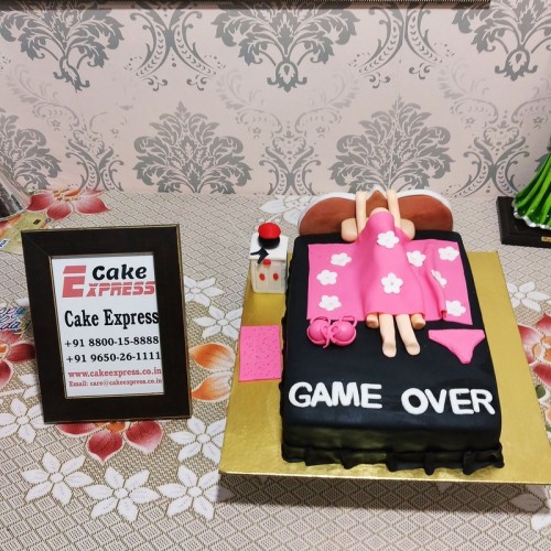 First Night Game Over Fondant Cake Delivery in Delhi