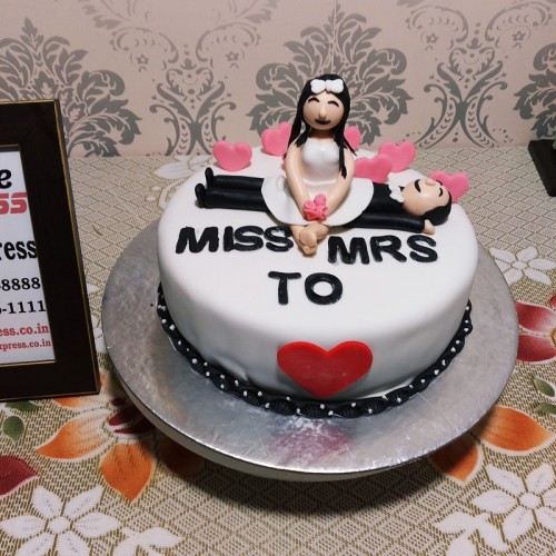 Miss to Mrs Theme Fondant Cake Delivery in Delhi