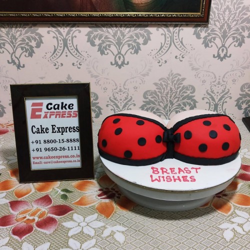 Polka Red Dot Bra Naughty Cake Delivery in Delhi NCR
