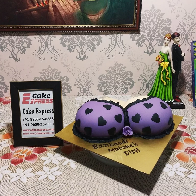 Purple Bra Polka Dot Fondant Cake Delivery in Delhi NCR - ₹2,349.00 Cake  Express