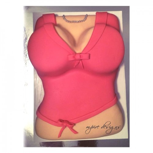 Woman Torso with Pink T-shirt Cake Delivery in Delhi NCR