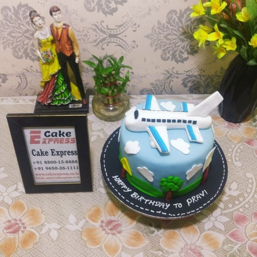 Airplane Theme Fondant Cake Delivery in Delhi