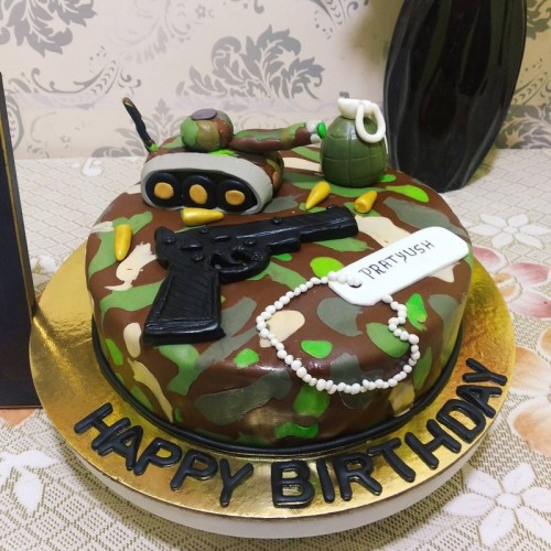 Military Theme Fondant Cake Delivery in Delhi NCR