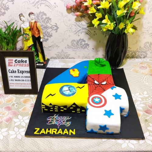 4 Number Avengers Theme Cake Delivery in Delhi