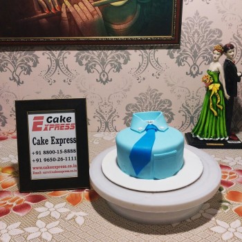 Blue Shirt and Tie Fondant Cake