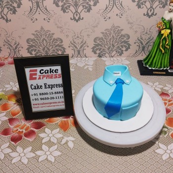 Blue Shirt and Tie Fondant Cake