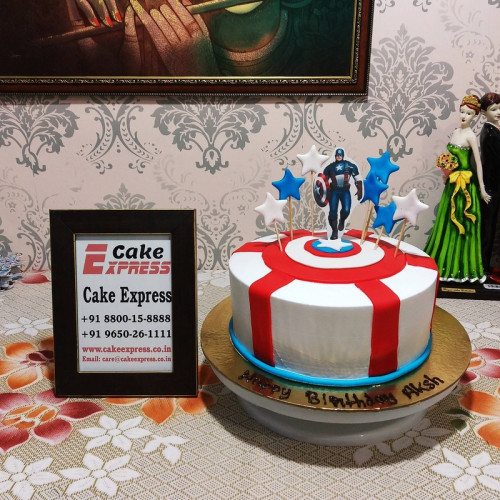 Captain America Semi Fondant Cake Delivery in Delhi NCR Captain America Semi Fondant Cake Delivery in Delhi