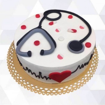 Simple Doctor Theme Semi Fondant Cake