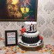 2 Tier Engagement Fondant Cake Delivery in Delhi NCR