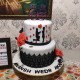 2 Tier Engagement Fondant Cake Delivery in Delhi NCR
