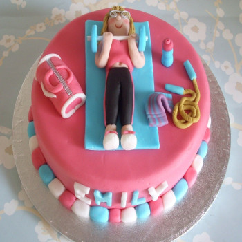 Girl Gym Theme Fondant Cake Girl Gym Theme Fondant Cake