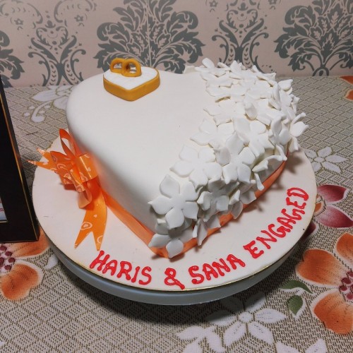 Heart Shape Engagement Ring Cake Delivery in Delhi NCR
