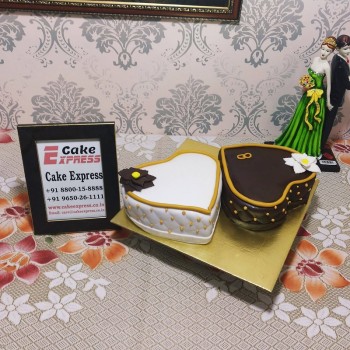 Double Heart Anniversary Fondant Cake