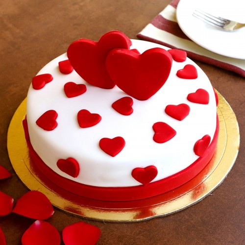 Floating Hearts Fondant Cake Delivery in Delhi NCR