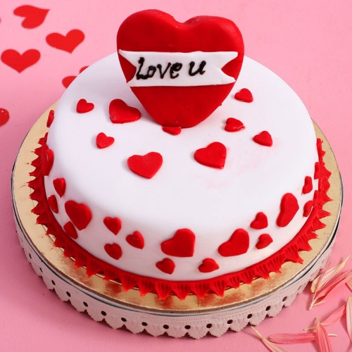 Love U Hearts Designer Fondant Cake Delivery in Delhi NCR