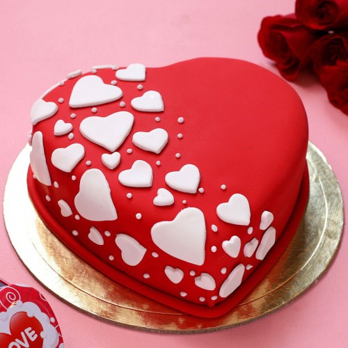 Special Hearts Truffle Fondant Cake Delivery in Delhi NCR