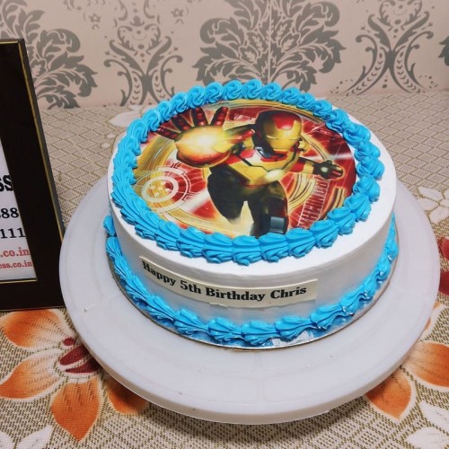 Iron Man Round Photo Cake Delivery in Delhi
