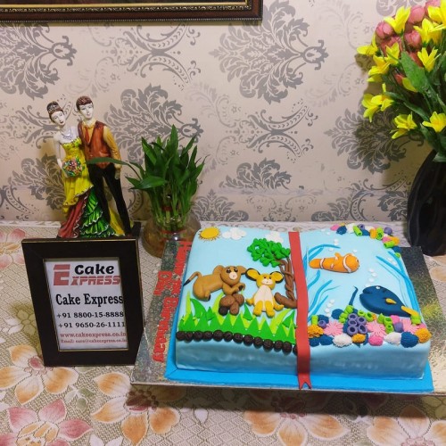 Animal in Book Theme Fondant Cake Delivery in Delhi NCR