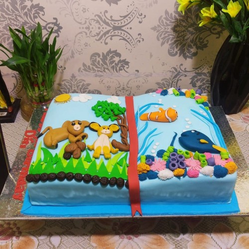 Animal in Book Theme Fondant Cake Delivery in Delhi NCR