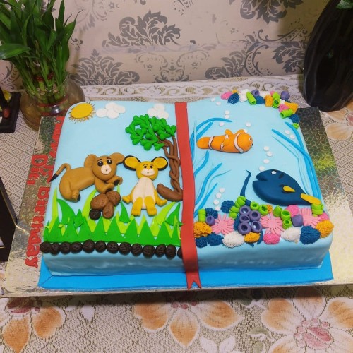 Animal in Book Theme Fondant Cake Delivery in Delhi NCR