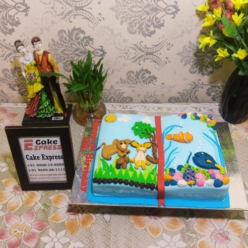 Animal in Book Theme Fondant Cake Delivery in Delhi NCR