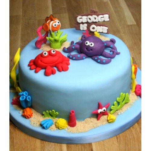 Sea Themed Fondant Cake Delivery in Delhi NCR