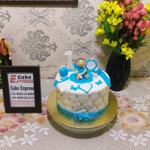 Baby 1st Birthday Fondant Cake Delivery in Delhi NCR