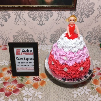 Tri Color Floral Roses Barbie Cake