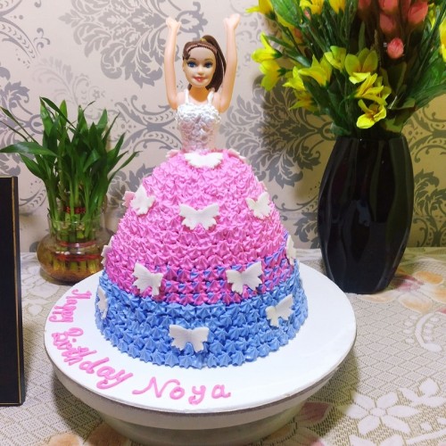 Barbie Doll Pink and Purple Cake Delivery in Delhi NCR