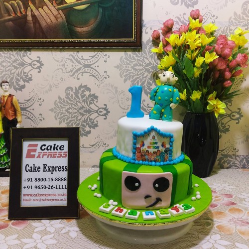 Cocomelon Theme Fondant Cake Delivery in Delhi NCR