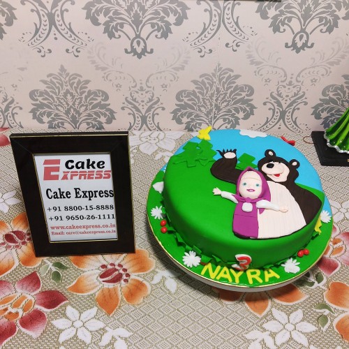 Masha and The Bear Theme Fondant Cake Delivery in Delhi NCR