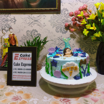 Mermaid Theme Semi Fondant Cake Mermaid Theme Semi Fondant Cake