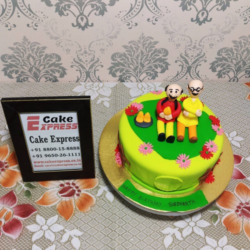 Motu Patlu Theme Fondant Cake Delivery in Delhi NCR