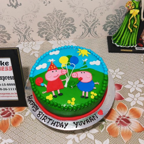 George & Peppa Pig Designer Cake Delivery in Delhi