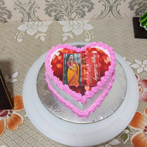 Heart Shape Pineapple Photo Cake Delivery in Delhi