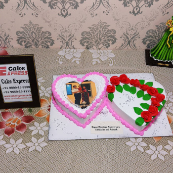 Double Heart Photo Cake Double Heart Photo Cake