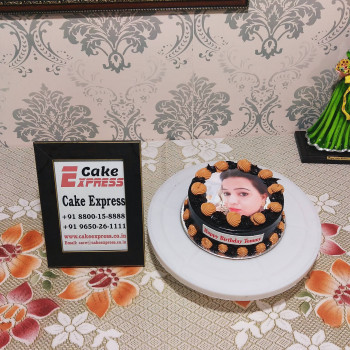 Round Chocolate Truffle Photo Cake