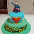 Superman and Batman 2 Tier Birthday Fondant Cake