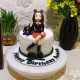 Girl with Dog Theme Fondant Cake Delivery in Delhi NCR