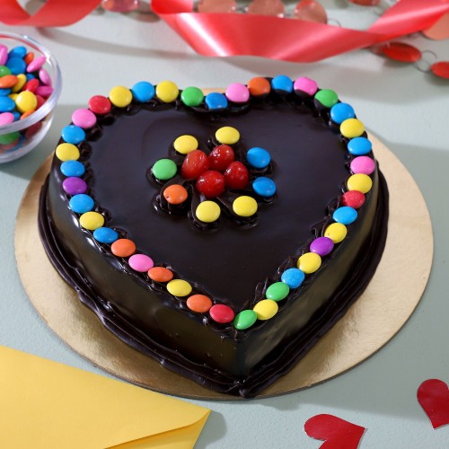 Heart Shaped Truffle Cake With Gems Delivery in Delhi