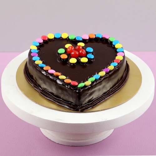 Heart Shaped Truffle Cake With Gems Delivery in Delhi