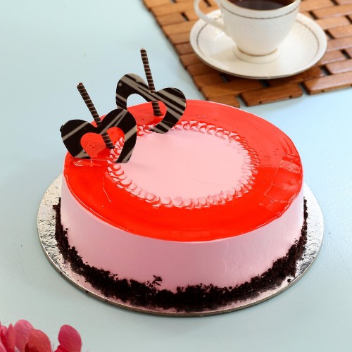 Red Glaze Strawberry Cake Delivery in Delhi