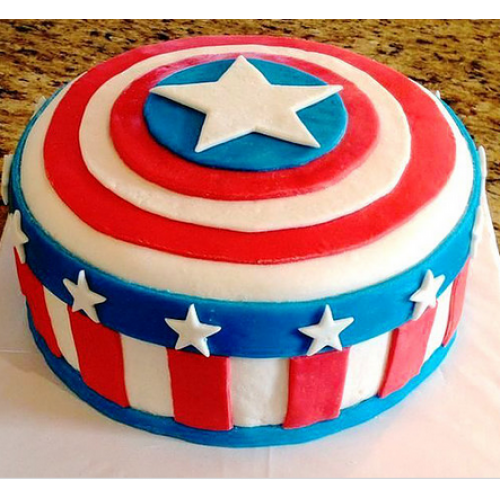 Captain America Theme Fondant Cake Delivery in Delhi