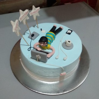 Geek Guy Theme Semi Fondant Cake