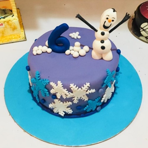 Snowman Theme Purple Fondant Cake Delivery in Delhi