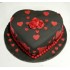 Black & Red Heart  Fondant Cake