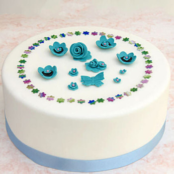 Floral Garden Designer Fondant Cake Floral Garden Designer Fondant Cake