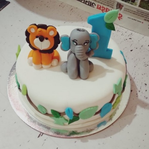 Lion & Elephant Theme Kids Cake Delivery in Delhi