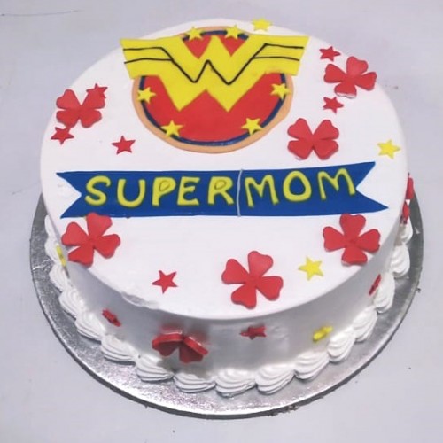 Wonder Woman Super MOM Semi Fondant Cake Delivery in Delhi
